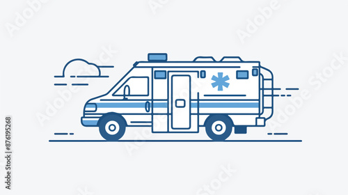 Ambulance vector line icon isolated on white backgroud