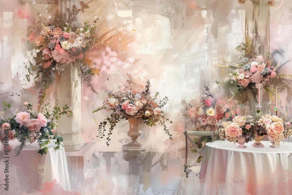 romantic wedding decoration with beautiful flower arrangement ai generated art romantic wedding decoration with beautiful flower arrangement ai generated art