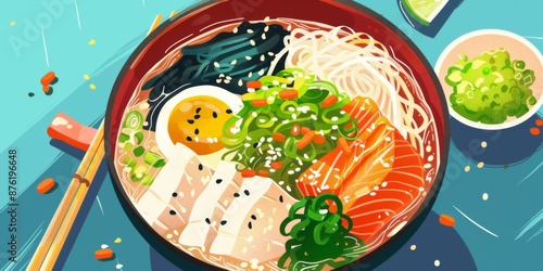 Wallpaper Mural Anime-Inspired Japanese Donburi Illustration, a Fusion of Traditional Cuisine and Modern AI Art, Perfect for Foodies and Tech Enthusiasts Alike Torontodigital.ca
