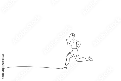human person athlete outside runner running health sport one line art design vector