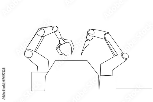 robot robotic machine factory employee industry technology work one line art design vector