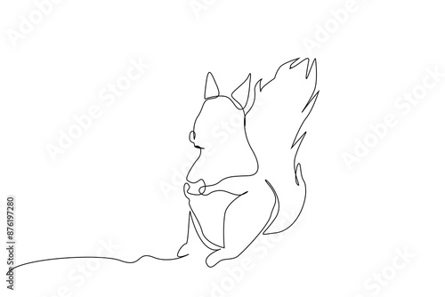 squirrel animal nature minimal one line art design vector