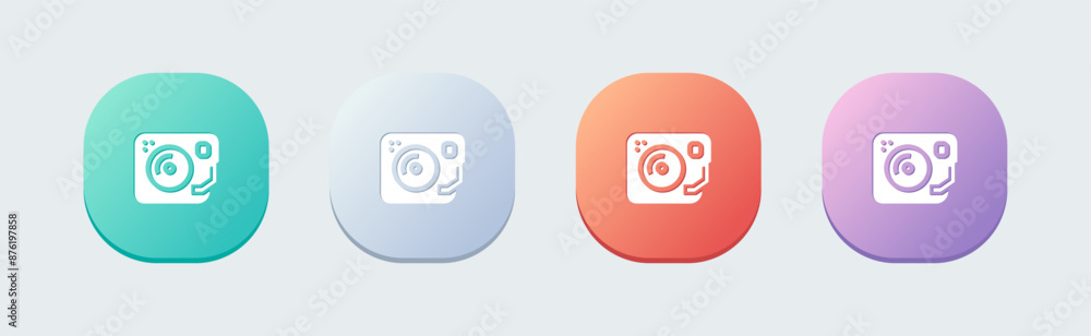 Turntable solid icon in flat design style. Dj signs vector illustration. Turntable solid icon in flat design style. Dj signs vector illustration.