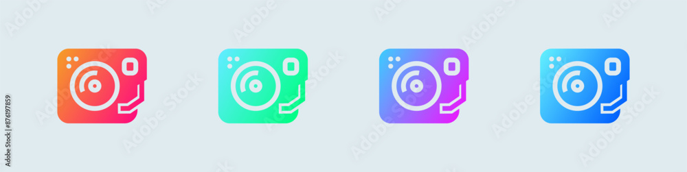 Turntable solid icon in gradient colors. Dj signs vector illustration. Turntable solid icon in gradient colors. Dj signs vector illustration.
