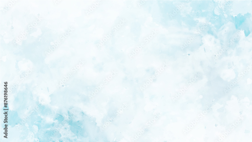 Obraz premium Soft sky blue paint aquarelle hand-painted watercolor background with watercolor stains, creative blue design with blue marble texture background used as cover, card, presentation and decoration. blu