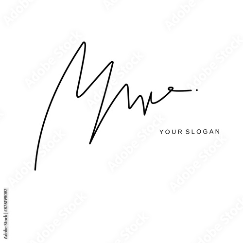 Mw Initial signature logo vector design photo