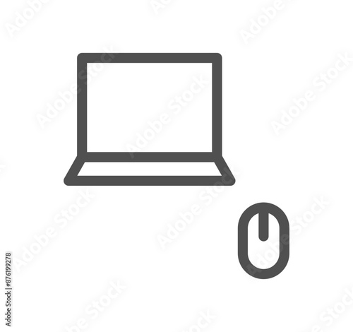 Monitor icon outline and linear vector. 