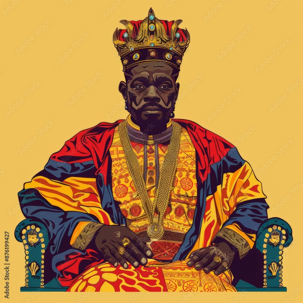 Portrait of an African King in Traditional Regalia Portrait of an African King in Traditional Regalia