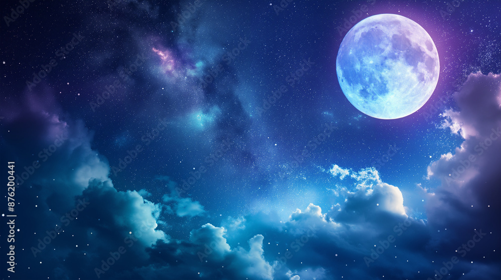 A night sky filled with full moon, game background, mobile game background, Illustration A night sky filled with full moon, game background, mobile game background, Illustration