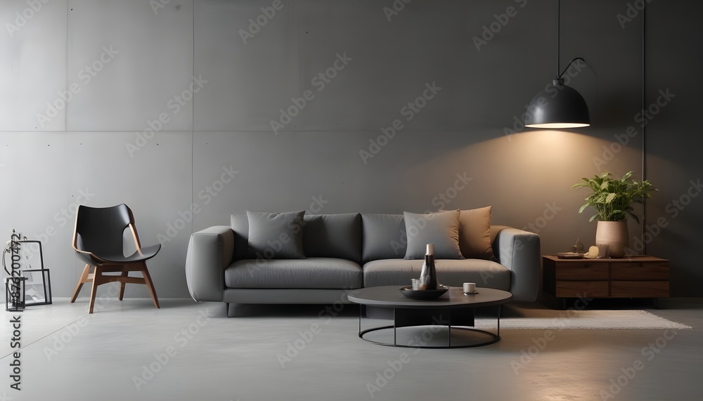 Obraz premium Frame mockup, ISO A paper size. Bedroom poster mockup. Modern interior design. Living room Interior mockup with house background. 3D render