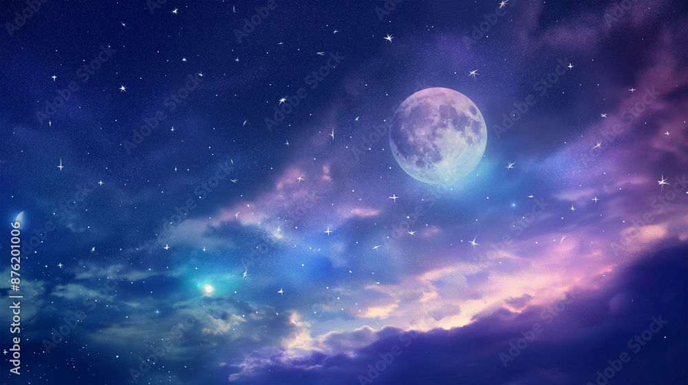 A night sky filled with full moon, game background, mobile game background, Illustration A night sky filled with full moon, game background, mobile game background, Illustration