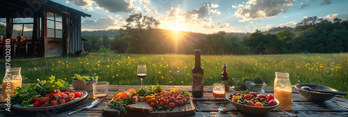 Rustic Picnic Salad Bliss in Sunny Meadow