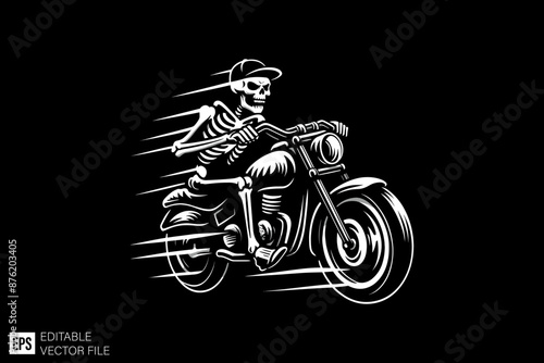 Skeleton riding motorcycle vector graphic design ideas