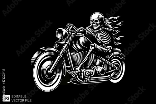 Skeleton riding motorcycle vector graphic design ideas