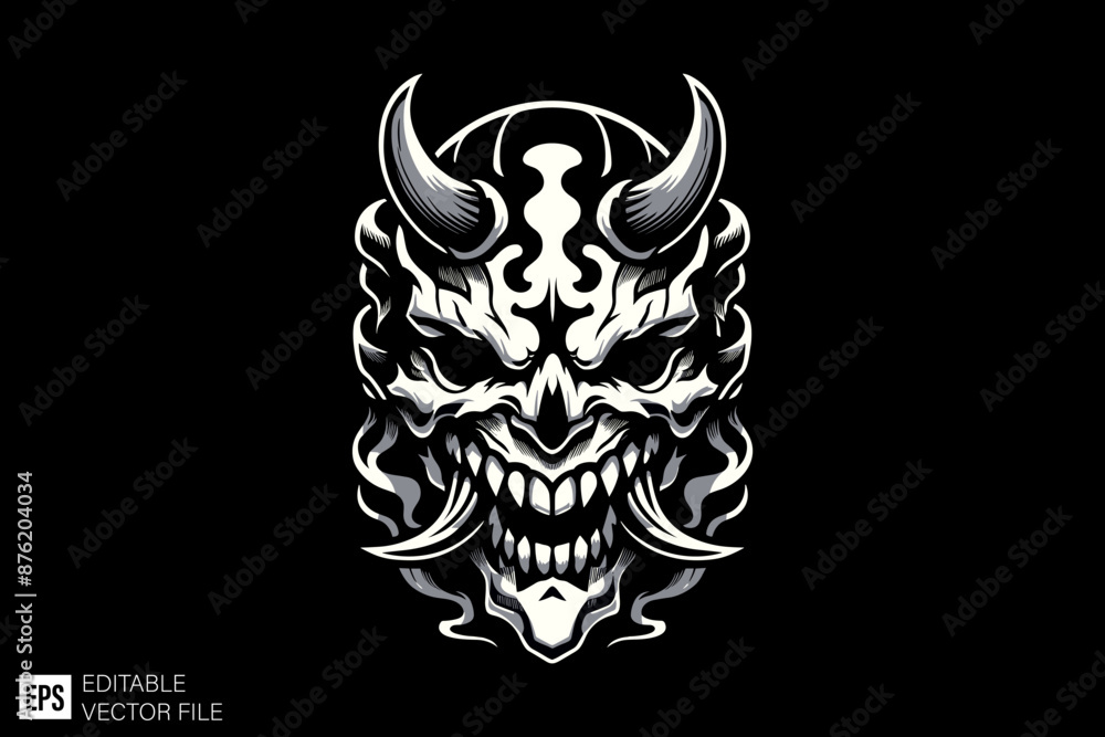 Oni mask Dark art scary graphic design vector illustration Oni mask Dark art scary graphic design vector illustration