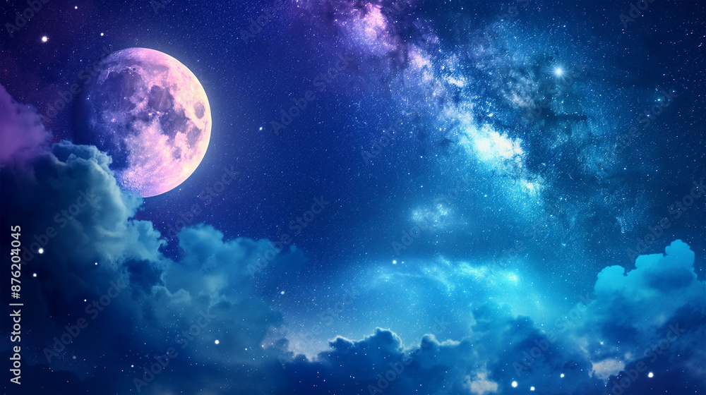 A night sky filled with full moon, game background, mobile game background, Illustration A night sky filled with full moon, game background, mobile game background, Illustration