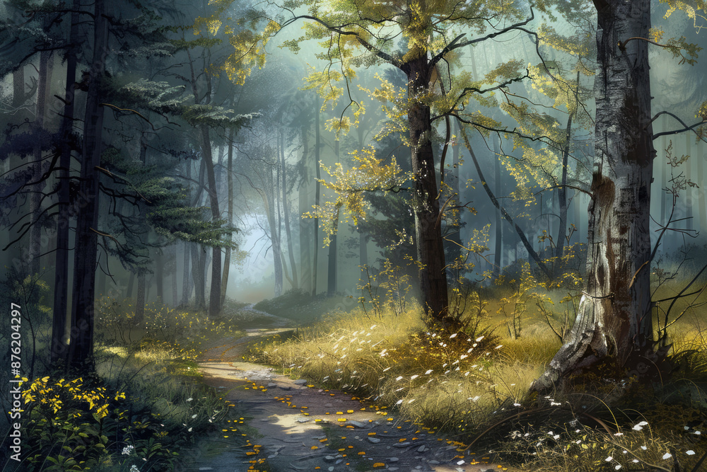 Obraz premium Forest landscape outdoors woodland