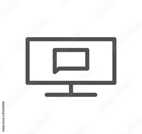 Monitor icon outline and linear vector. 