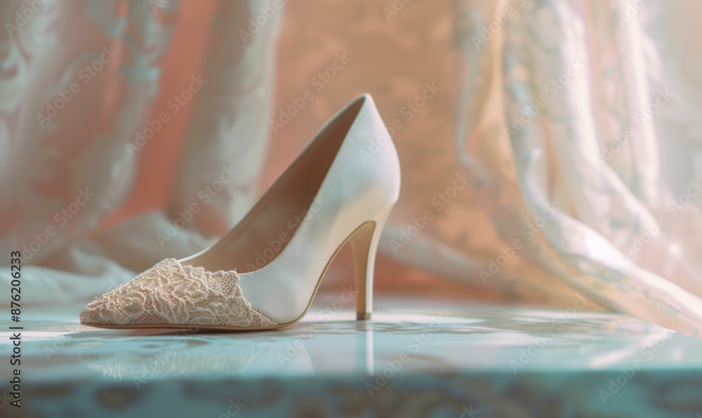 Naklejka premium Classic women's stiletto heels on marble surface