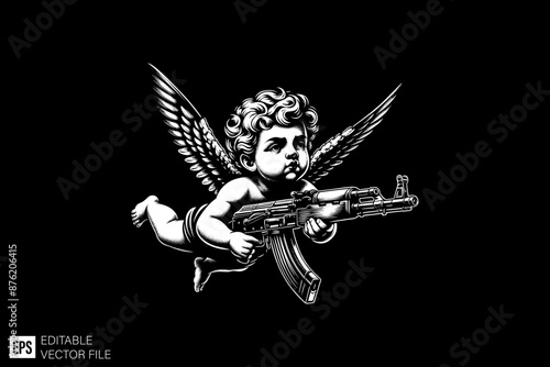 Vintage Cupid angle illustration graphic design ideas