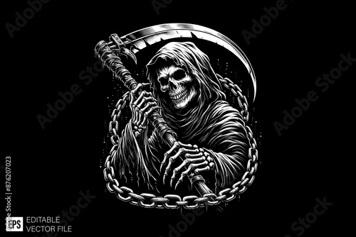 Dark art grim reaper scary illustration graphic design 