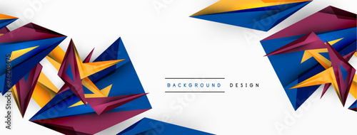 Minimal geometric abstract background. Low poly dynamic triangle design. Trendy techno business template for wallpaper, banner, background or landing