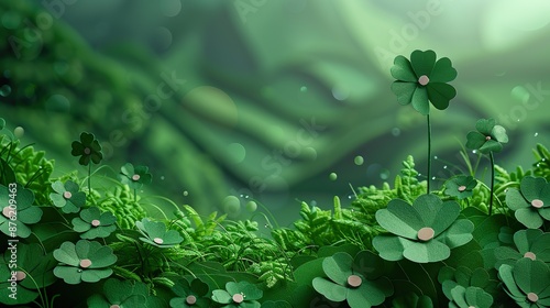 st patricks day banner design,four leaf clover paper cut.illustration