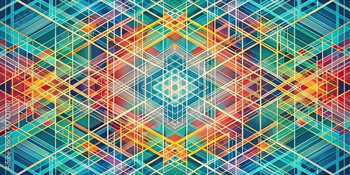 Abstract geometric pattern with intersecting lines and shapes , Euclidean geometry, mathematics, symmetry, abstract, design