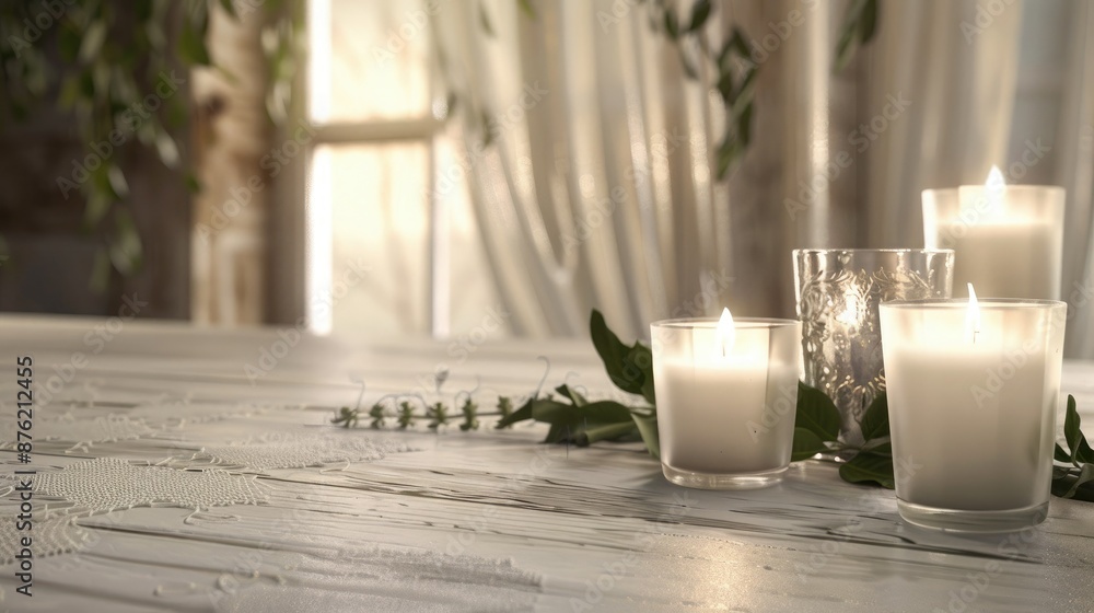 Warm Candlelight on a Whitewashed Table Warm Candlelight on a Whitewashed Table