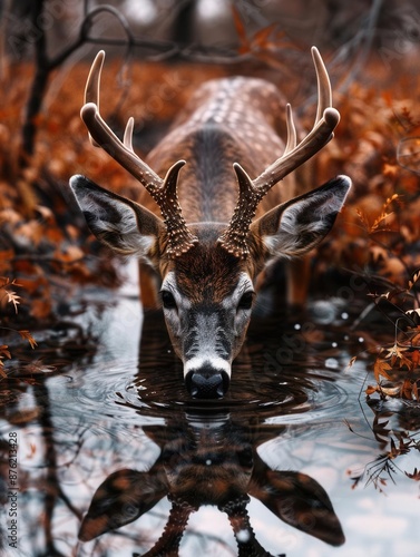 Deer drinking from a cool