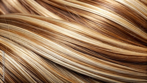 Close up of a human hair strand with natural highlights and texture, hair, salon, beauty, haircare, hairstyle, natural, texture
