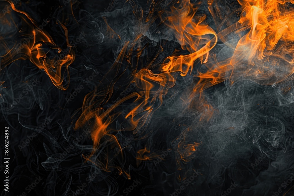 Fototapeta premium Abstract black and orange background with a smoke - like texture