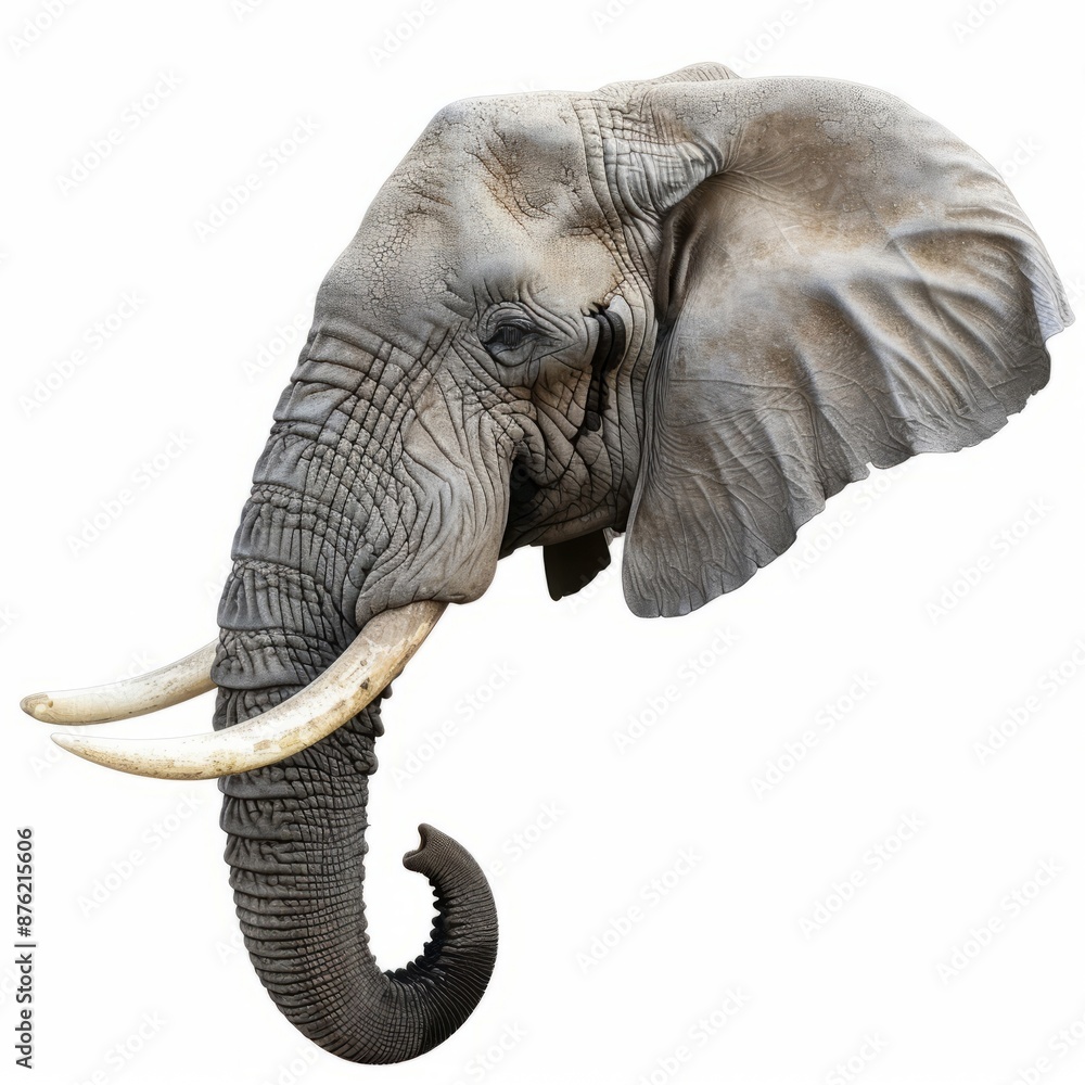 Obraz premium Portrait of a majestic elephant isolated on a white background