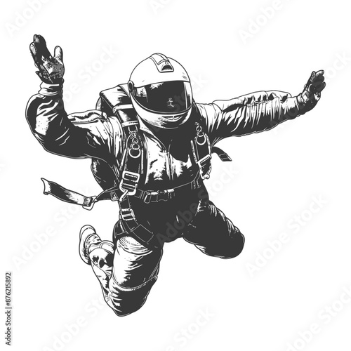 Skydiver in mid-air with arms outstretched