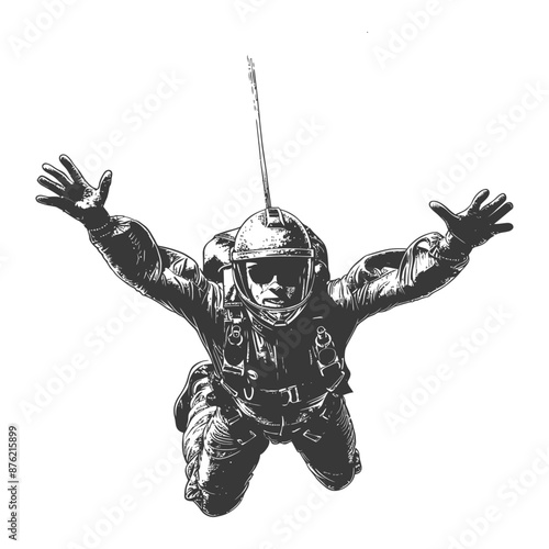 Skydiver in mid-air with arms outstretched