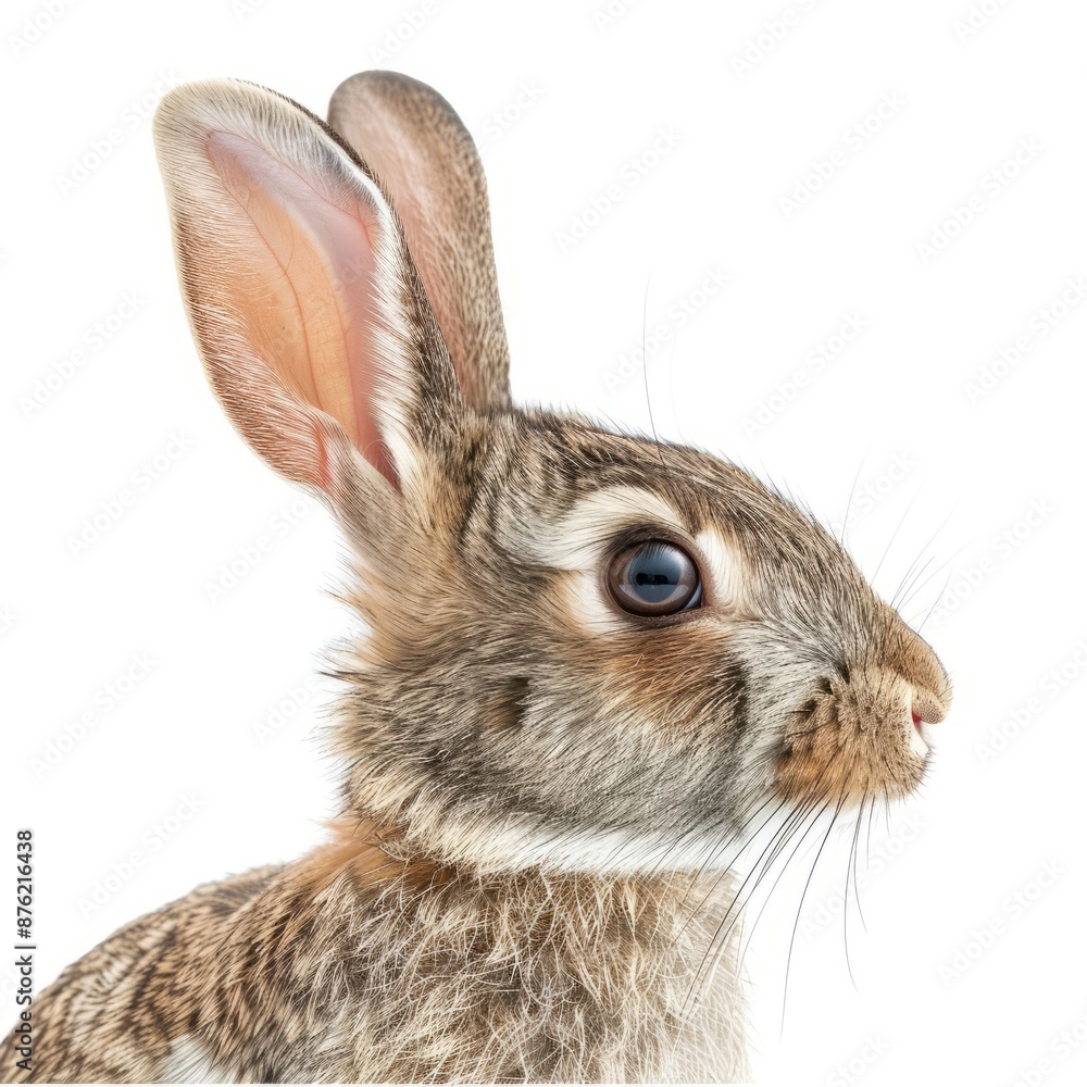 Obraz premium Close-up portrait of a wild rabbit with soft fur and bright eyes