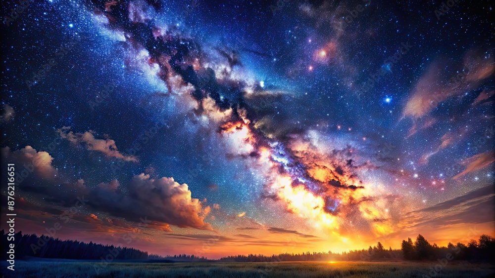 Naklejka premium Starry sky Milky Way artistic painting art, starry, sky, Milky Way, painting, art, galaxy, star, celestial, night