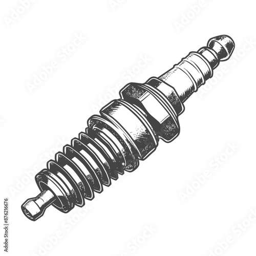 Detailed Vintage Spark Plug Illustration
