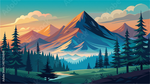 winter landscape with mountains
