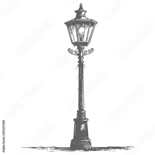 Elegant Hand-Drawn Victorian-Style Street Lamp Illustration