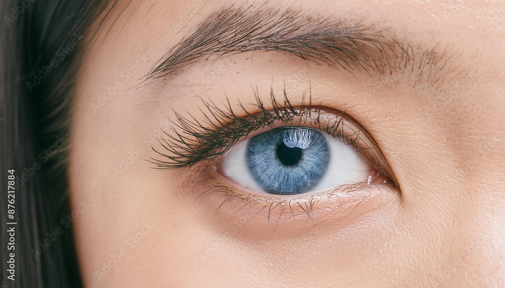 Obraz premium Close up macro human eye blue color