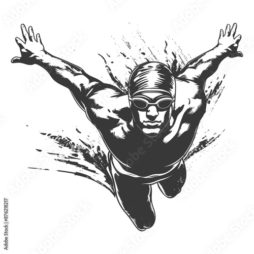 Powerful Swimmer Breaks Through Water Surface