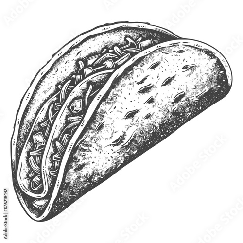 Detailed illustration of a taco with various fillings