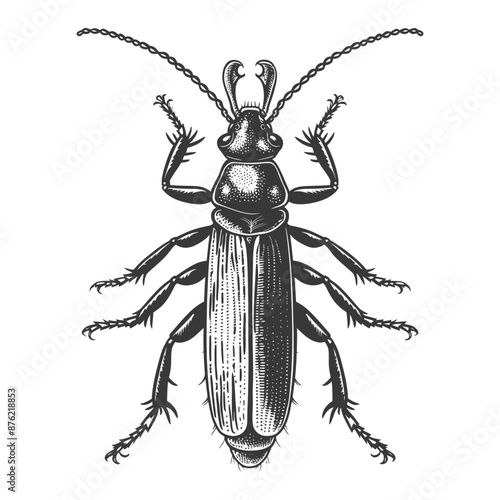 Detailed vintage engraving illustration of a beetle