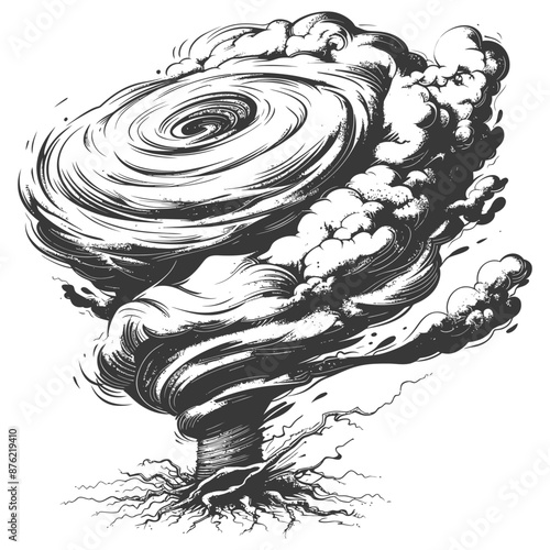 Black and white tornado illustration