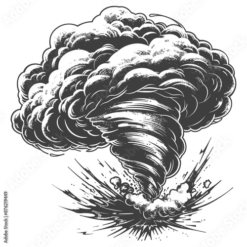 Black and white tornado illustration