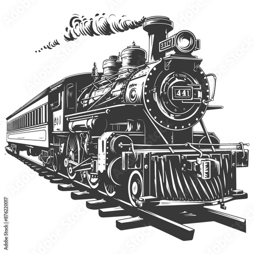 Vintage steam locomotive train with passenger cars