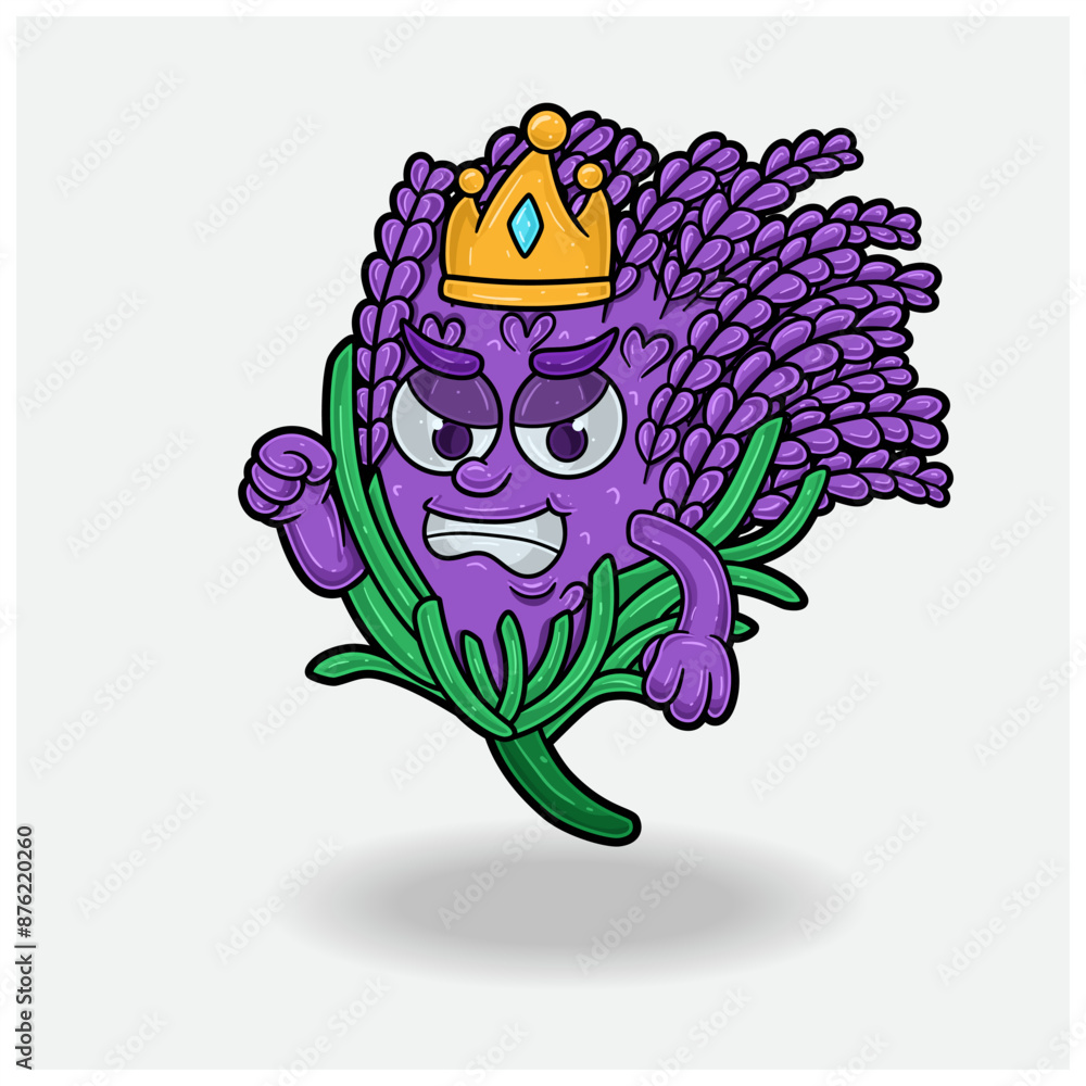 Angry expression with Lavender Crown Mascot Character Cartoon. Angry expression with Lavender Crown Mascot Character Cartoon.