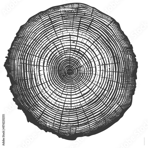 Detailed Cross-Section of a Tree Trunk Showcasing Annual Growth Rings
