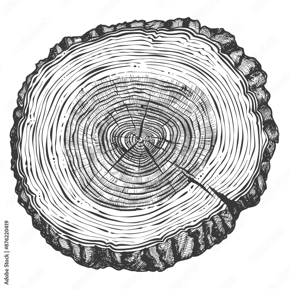 Fototapeta premium Detailed Cross Section of a Tree Trunk with Visible Growth Rings